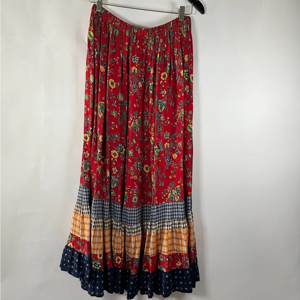 Lucia Lukken Vintage Floral Patchwork Broomstick  Cottagecore Maxi Skirt Medium - Picture 6 of 15